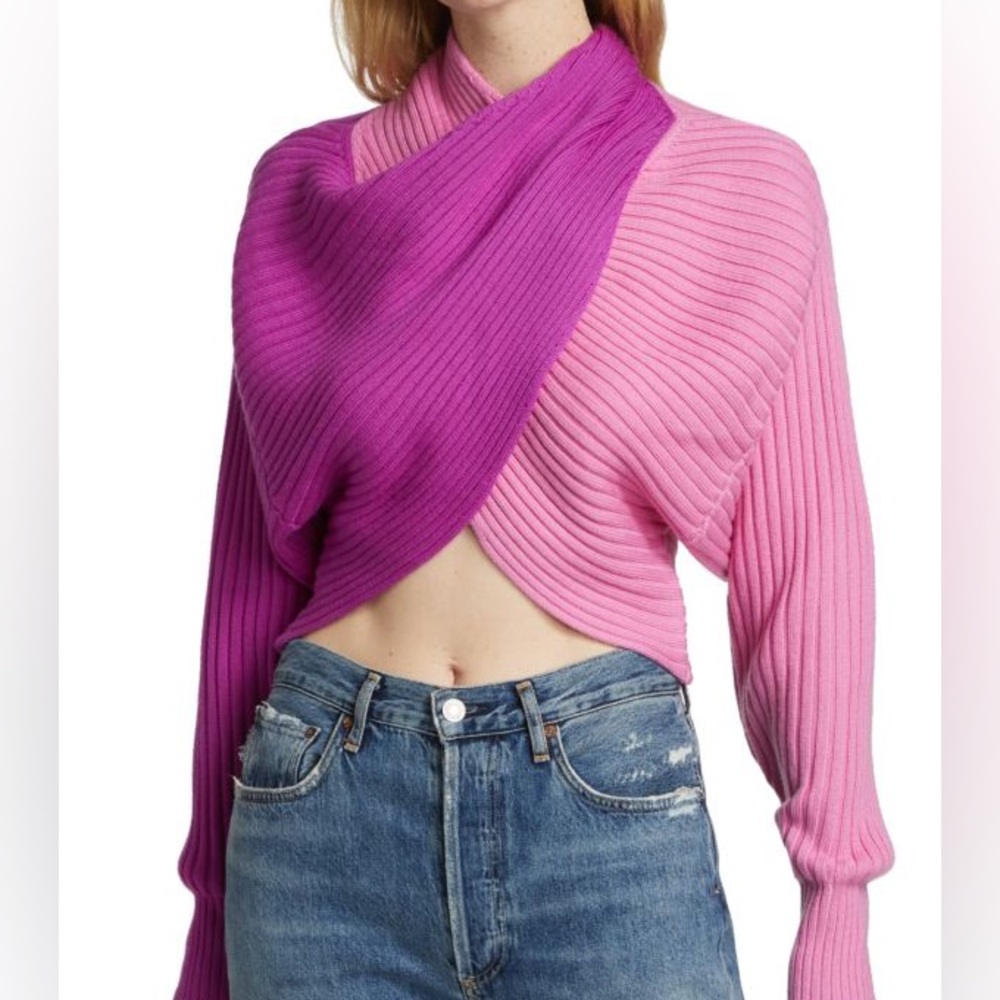 Revolve Amur Milena cropped rib knit sweater XL